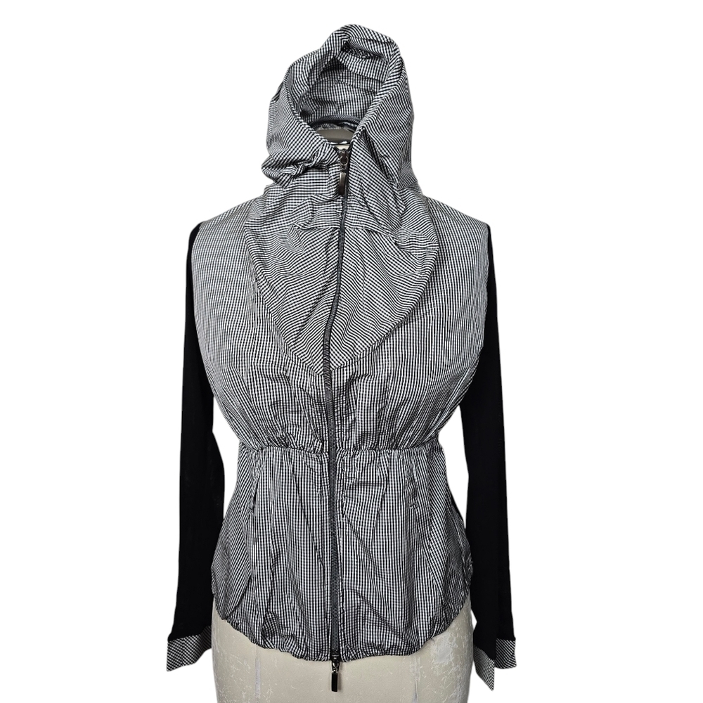 NWT Talco Black White Full Zip Sheer Lightweight Jacket M